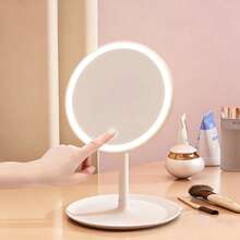 LED Makeup Mirror With Storage Tray, 3-Color Adjustable Brightness Tabletop Mirror, Touch Control Design, Rotatable LED Smart Makeup Mirror With USB Rechargeable Battery, Suitable For Bedroom, Bathroom, Vanity, Great For Birthday, Valentine's Day, Mother's Day Gifts - Various - View 4