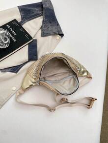 1pc Gold PVC Shiny Women's Waist Bag Chest Bag - Gold - View 6