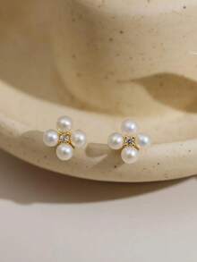 A 14K Gold-Plated Necklace And Earring Set Featuring Pearls And Cubic Zirconia; Suitable As Bridal Jewelry, For Simple Everyday Wear, Or As A Gift. - Gold - View 10