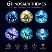 Fantasy Dinosaur Theme LED Ambient Night Light, Bedroom Bedside Decor Atmosphere Lamp, With 6 Replaceable Slides, 360° Rotation, Suitable For Car, Camping, Office, Thanksgiving, Night Light, Social Scenes - Dinosaur Projection Light - View 6