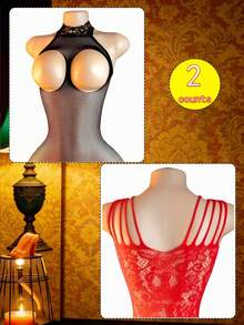 2 Sets Sexy Fishnet Bodysuit Lingerie, Hollow Out Sheer Sleeveless Mesh Teddy, Women's Sexy Lingerie And Panties, Valentine's Day New Bold Exotic Seductive Lingerie - Multicolor - View 3