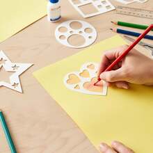 12PCS Geometric Stencils Set, Reusable Drawing Templates With Circle Square Heart Star Shapes, DIY Painting Craft Tools, Art Supplies For Kids Classroom Projects - Multicolor - View 2
