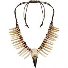 Kalung Tengkorak Gagak Viking, Kalung Gigi Tulang, Cocok untuk Barbar, Pagan, Prajurit, Bajak Laut, Cosplay Halloween, Pasar Fantasi, LARP, Gaya Abad Pertengahan, Aksesori Fantasi Unisex - A - View 4