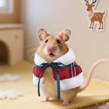 1 Set Cute Christmas Cape, Warm Windproof Outdoor Coat For Small Pets, Hamsters And Parrots, Suitable For Winter Walks, Includes Grooming Brush Set, Cozy Holiday Outfit - Multicolor - View 2