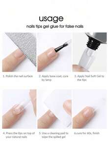 Soft Gel Nail Tips, Matte Full Coverage Press-On Nails, Almond, Square, Coffin Shape, French Style Fake Nails, Thin Base Thick Tip - Clear - View 5