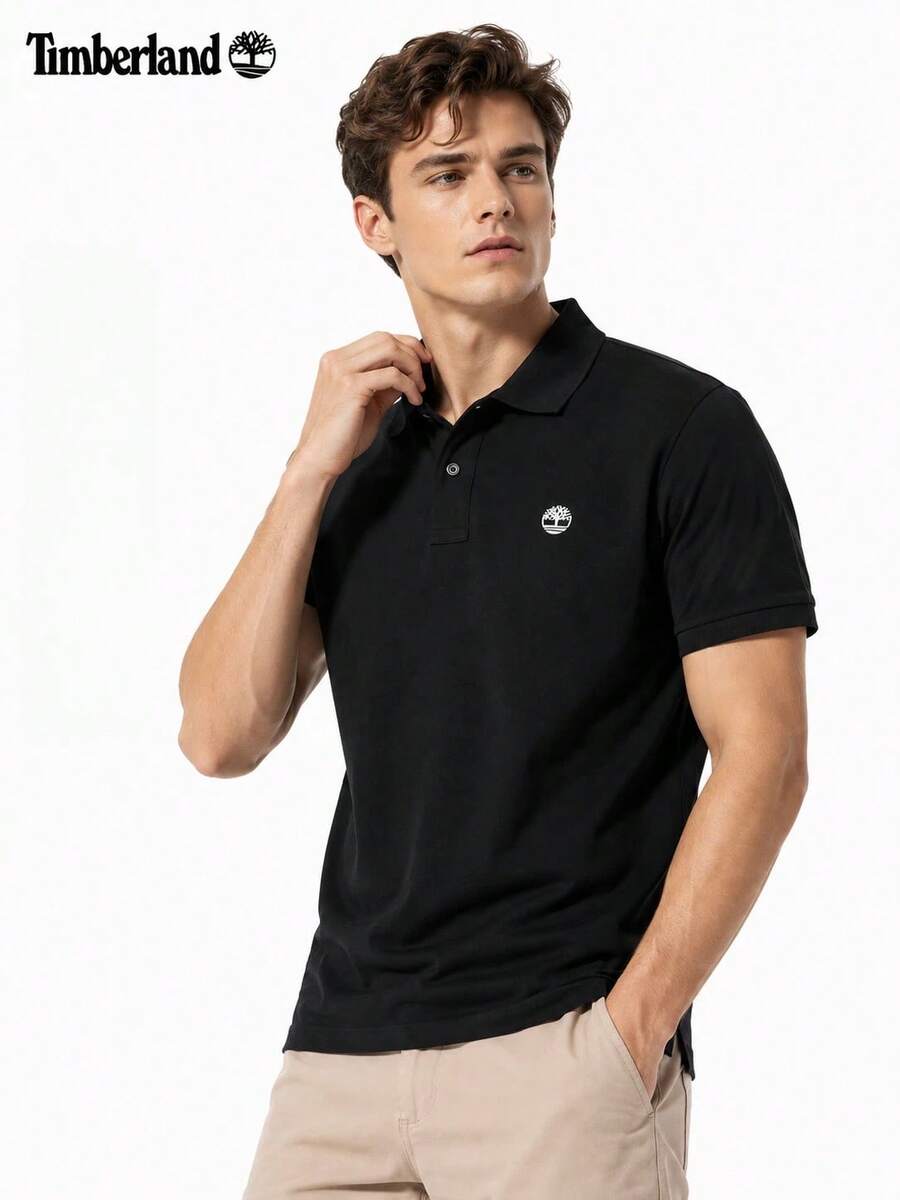 Timberland Men's Outdoor Sports Casual Comfortable Breathable Polo Shirt With Collar - Black - View 1