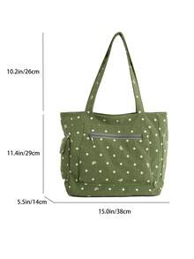 Large Capacity Tote Bag For Women, New Fashion Versatile Commuter Shoulder Bag - Green - View 2