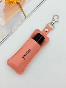 Custom Name Lipstick Keychain, Personalized PU Leather Lipstick Holder Strap, Portable Mini Lipstick Pouch, Customized Text Gift Suitable For Women And Girls - Multicolor - View 6