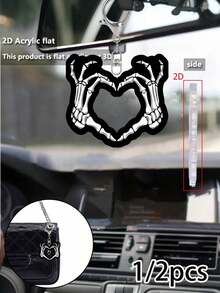 Goth Skeleton Hand Heart Acrylic Keychain, Dark Aesthetic Skull Key Ring, Halloween Punk Bag Charm, Car Key , Gothic Dark Style Keychain Accessories - Multicolor - View 7