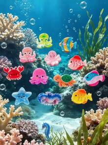 3/1pc Random Color Combination Set Colorful Ocean Animal Hair Clips, Fun Cartoon Bangs Clips, Side Hair Clips For Girls, Suitable For Daily Wear And Vacation - Multicolor - View 2