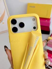 1PC Minimalist Silicone Creative Phone Case With Lipstick Holder Compatible With Apple 16/15/14/13 Pro Max/12 Solid Color Full Coverage Anti-Drop Soft Shell 17/17 Air/17 Pro/17 Pro Max, Compatible With Iphone 18 Pro Max 18 Pro Smartphone Protective Case (Lipstick Not Included) - Yellow - View 5
