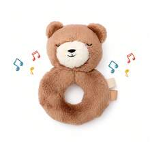 1pc Rabbit/Bear Plush Ring Rattle, Soft Cotton Handheld Rattle Toy With Satin Ruffle Edge And Ribbon Tag, Baby Tactile Sensory Toy, Portable Newborn Crib/Stroller Toy, 0-12 Months, Baby Shower Gift - Camel - View 13
