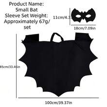 Set Jubah dan Topeng Sayap Kelelawar Hitam untuk Dewasa, Kostum Cosplay Vampir Halloween untuk Pesta, Karnaval, Pertunjukan Panggung - Hitam - View 5