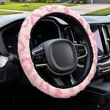 1pc Heart-Shaped Plush Steering Wheel Cover Without Inner Ring, Car Accessory Suitable For 14.5-15 Inch Steering Wheel, Car Decoration Item, All-Season Use - A - View 4