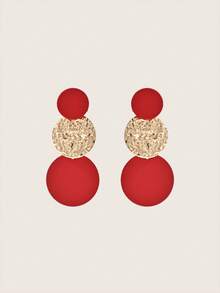 Valisandre Round Drop Earrings - Red - View 1