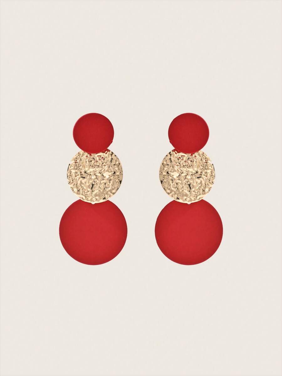 Valisandre Round Drop Earrings - Red - View 1