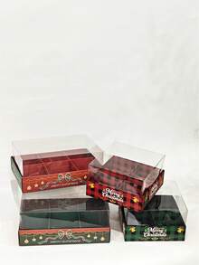 2pcs/4pcs INS Style Christmas 4-Grid Box With Lid, Visible Compartment Cookie & Candy Storage Box, Christmas Eve Gift Paper Box - View 10
