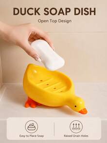 1pc Yellow Duck Shaped Soap Holder, Plastic Material, Suitable For Kitchen Bathroom Countertop Storage Box, Non-Slip Drainage Soap Dish Container, Bathroom Accessories, Home Bathroom Decor, Summer - Multiple Styles and Colors - View 13