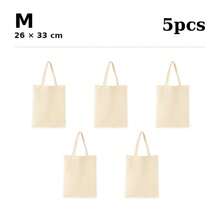 10 PCS Beige Canvas Tote Bag, Simple Large Capacity Shopping Bag For Work, School And Travel - Apricot - View 17