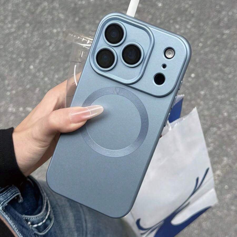 磁吸金屬漆手機殼,適用於 iPhone 18 Pro Max 17e 16 15 14 13 12 11 Pro Plus,相機保護,無線充電 TPU 軟殼 - 遠峰藍 - 查看 1