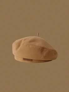 Topi Beret Retro Musim Gugur/Dingin Wanita, Multifungsi dengan Cetakan Huruf, Melangsingkan, Topi Segi Delapan, Topi - Beraneka warna - View 9