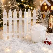 12pcs Artificial Fake Snow Powder With Mini White Plastic Fence Decor Fluffy Simulation Snow For Christmas Winter Village Scene DIY Ornament Party Decorations - Multicolor - View 6