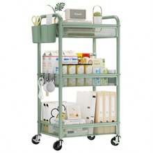 Linlin Stationery Store 3 Tier Metal Rolling Cart, Utility Storage Cart With Wheels - Green - View 7