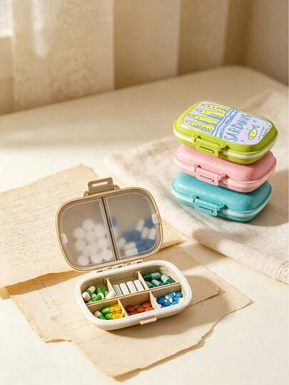 Vintage Fish Pattern Pill Box, Retro Pill Box, Portable Minimalist Pill Box, Divided Pill Storage Box, Suitable For Home And Travel, Portable Travel Mini Pill Box, Divided Travel Pill Storage Box, Daily Small Pill Box Suitable For Pocket Or Handbag