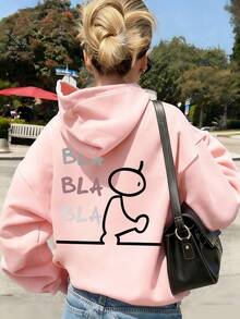 Tween Girl Fun Print Sweatshirt, Warm & Comfortable Thermal Lined Pullover Sweatshirt For Autumn/Winter - Pink - View 2