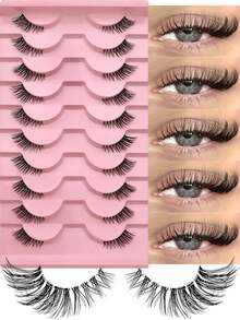 Soft Natural Half Lash Extensions Faux Mink Wispy Clear Invisible Band Lightweight Reusable Eyelashes For Makeup Beginners - View 7