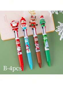 4Pcs/Set 3D Cute Santa Reindeer 4-In-1 Multi-Color Ballpoint Pen - Christmas Student Stationery & Holiday Gift Class Prize (2026 New Style) - Christmas - View 11
