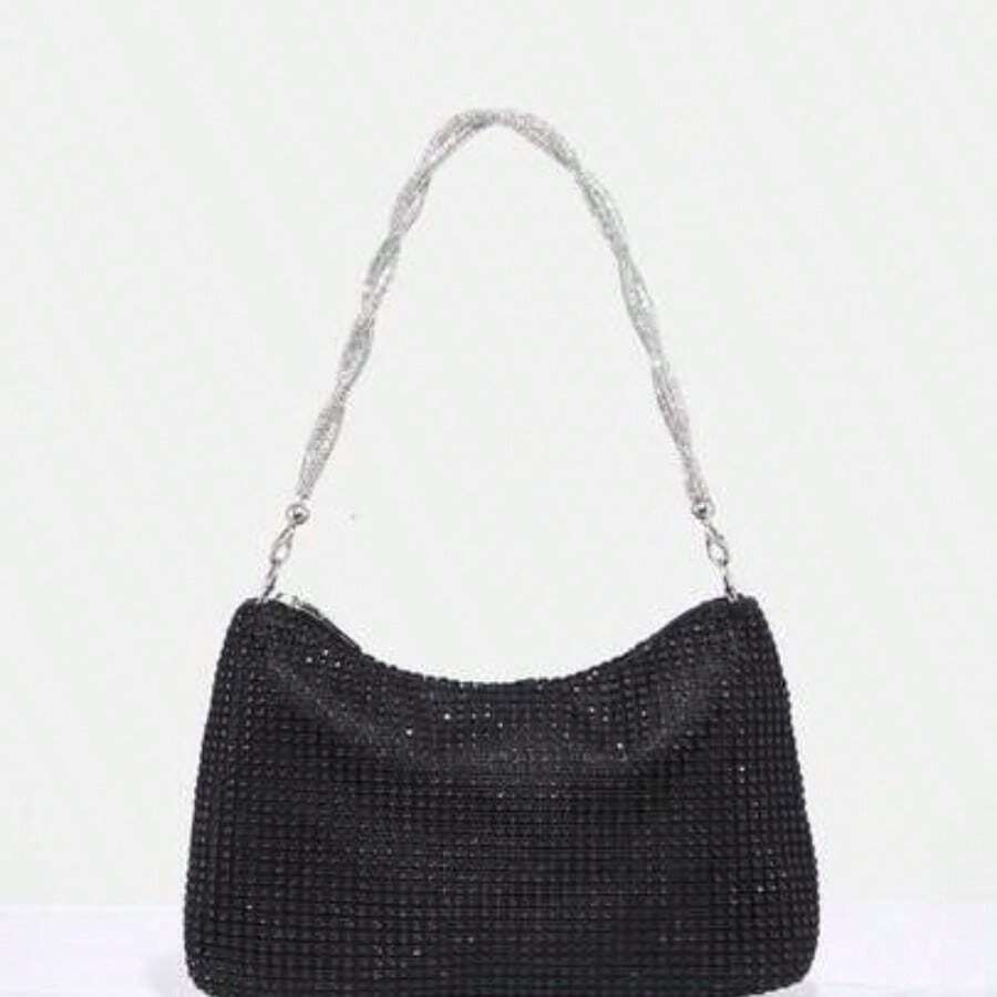 Glamuroso, Elegante & Refinado, Lujo Discreto Bolso de Hombro con Lentejuelas Brillantes para Mujer, Artículos de Boda - Negro3 - Ver 1