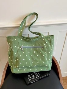 新款女款大容量休閒通勤單肩包，輕量極簡手提包，時尚百搭托特包 - 綠色 - 查看 1