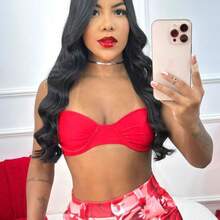 Top Jady com Aro de Sustentação e Alcinha Cropped Feminino - Marrom - Visão 4