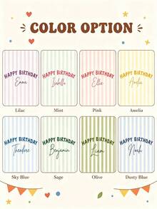 Personalized Striped Party Banner, Birthday Welcome Banner, Customized Design Birthday Wall Decor, Room Decoration Wall Decor, Home Decor, Autumn Home Decor, Cute Party Decoration, Suitable As Birthday Gift, Holiday Gift, Anniversary Gift - Multicolor - View 5