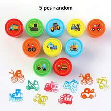 5/10pcs Car Themed Stamps, Including Garbage Truck Stamp, Construction Vehicle Self-Inking Dump Truck Plastic Stamps, Suitable For Children - Multicolor - View 12