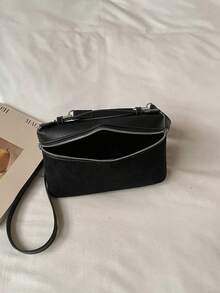 New Hand-Held Box Bag, Minimalist Style Shoulder Crossbody Bag - Black - View 6
