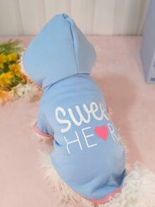 Pet Autumn/Winter Hooded Sweatshirt Letter Minimalist Style Cat & Dog Outdoor Wear - Baby Blue - View 10