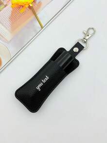 Custom Name Lipstick Keychain, Personalized PU Leather Lipstick Holder Strap, Portable Mini Lipstick Pouch, Customized Text Gift Suitable For Women And Girls - Multicolor - View 7
