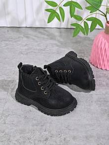 Kids' Boots For Boys And Girls, Autumn New Side Zipper Ankle Boots, Thick Sole Fashion Work Boots - Black - View 4