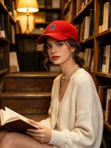 1pc Unisex A-Z Letter Adjustable Baseball Cap, Unisex Casual Soft Top Hat, Outdoor Sports Sun Hat - Red - View 3