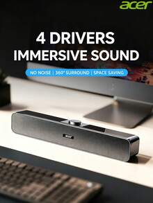 Acer Speaker Komputer Bluetooth OSK218, Speaker Mini untuk Penggunaan di Rumah, Subwoofer Multimedia Panjang, Speaker Gaming Mini USB, Universal untuk Desktop, Laptop, Ponsel, dan Tablet, Kualitas Suara Surround - View 2
