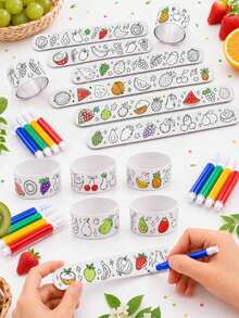 12/24pcs Theme Party DIY Coloring Page Set, Fruit Theme Winter Party Favors, Interactive Birthday Party Handmade Prizes, Party Gifts, Suitable For Birthday Gift Bags, DIY Craft Projects - Multicolor - View 1