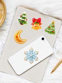 50Pcs Translucent Crystal Candy Christmas Stickers, Jelly‑Candy‑Style Christmas‑Themed Illustrations Mixed With Xmas Train, Candy Shop, Snowflake & Snow Globe Elements, For Journal Collage, Laptop Shell, Gift Wrapping, Photo Album, Locker Decor - Multicolor - View 7