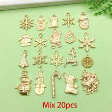 20/100pcs Alloy Christmas Charms Mixed Santa Snowman Snowflake Bell Gift Box Pendants For DIY Bracelet Necklace Jewelry Making Supplies - Multicolor - View 10