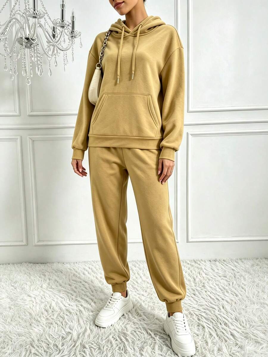 Women Two-Piece Outfits - Khaki - View 1