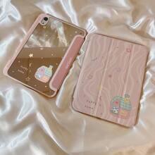 Ins Style Cute Puppy House Tablet Protective Case, Mirror Back Plate With Pen Slot, Tri-Fold Stand Shell, Compatible With Apple Pro 2025 New Model, Cute 10th/7/8/9/10th Gen, Fashion Air 7/6/8/Pro 12.9, Anti-Bend, Anti-Drop, Durable, 11th Gen (A16), Pro 13/Mini 7/6 And Other 11-Inch Models, Girls' Tablet Protective Cover, Boys' Tablet Protective Case, Suitable For Work, Travel And Daily Use - Pink - View 7