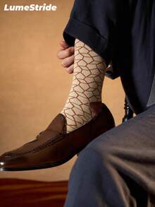 Men Crew Socks | Business & Everyday | Versatile Dress Socks | Comfortable Cotton | All-Match Style - Khaki - View 4