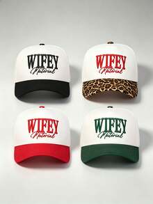 1pc Men Hat WIFEY Materiae Embroidered Two Tone Baseball Cap Adjustable Design Perfect For Parties, Hiking, Travel, And Sun Protection - Multicolor - View 8