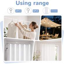 1 Set 2.5/4/5/6m Practical Shower Curtain/Window Curtain Strong Spring Tension Rope, Cuttable Steel Wire Hanging Rope, Includes Pull Rope, Grommets, Question Mark Hooks, Suitable For Home Indoor/Outdoor Laundry, Shower Curtains, Window Curtains, Hanging Curtains, Nets And Lightweight Materials - Spring Curtain Cord - View 6